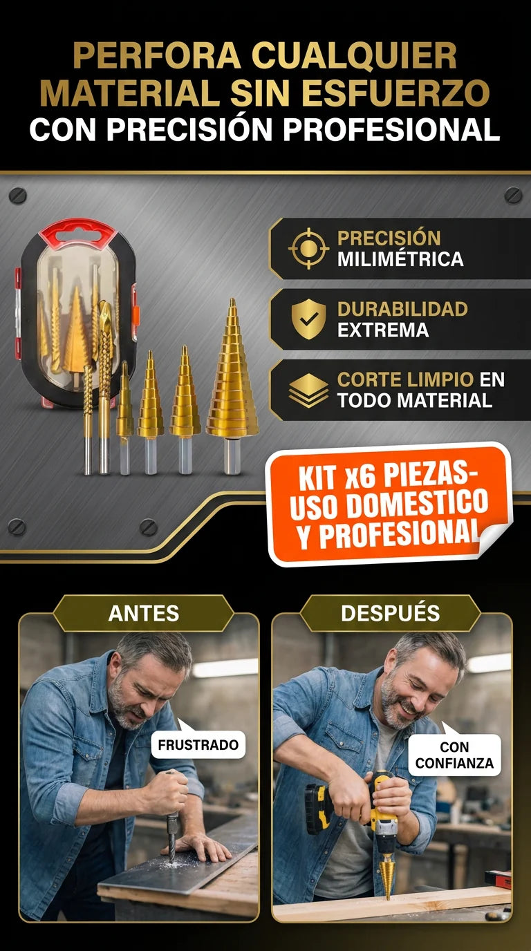 BROCAS x6 ACERO ALTA VELOCIDAD-TITANIIO